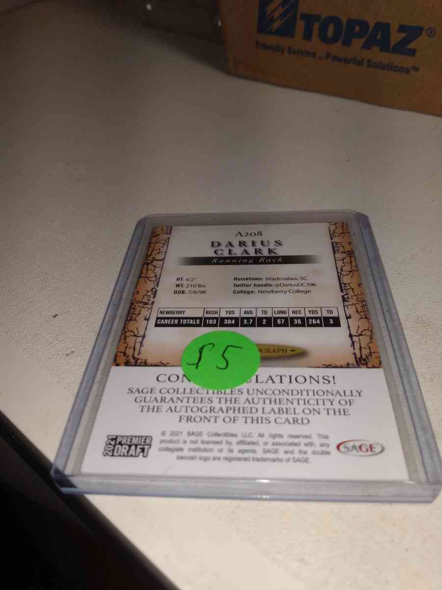 2021 premier draft Darius Clark autograph - Alicia, Arkansas - FleaMarketBay