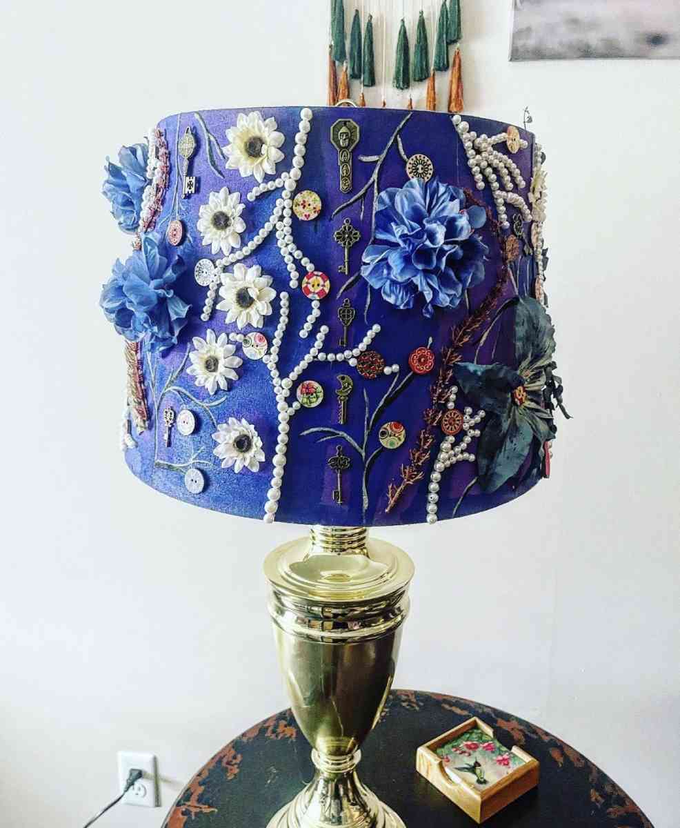 upcycled hand crafted and hand painted Lamp - Washington, Michigan - FleaMarketBay