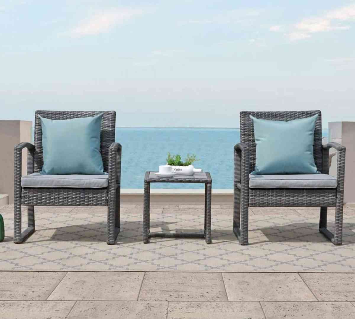 3pc outdoor patio balcony porch wicker furniture set - Stockton, California - FleaMarketBay