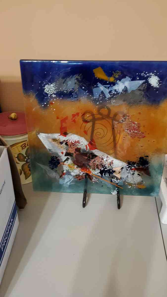 Abstract Glass Art Picture with Stand - Pelham, Alabama - FleaMarketBay