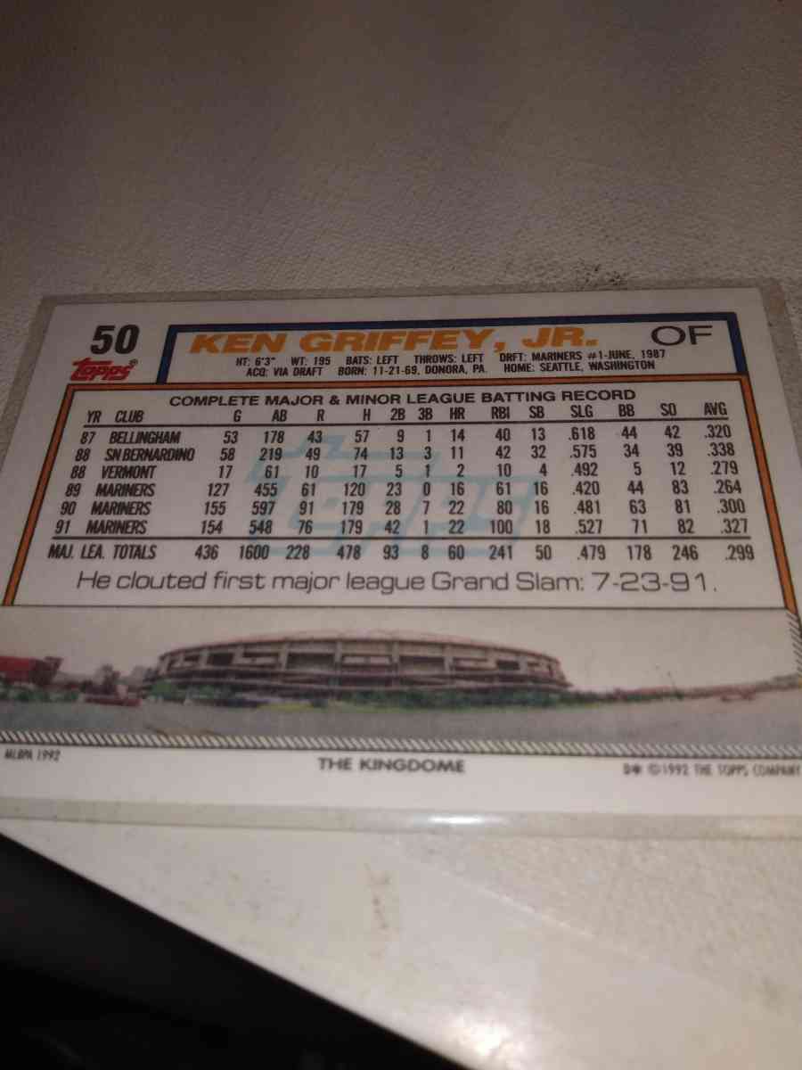 1992 Topps card number 50 Junior - Alicia, Arkansas - FleaMarketBay