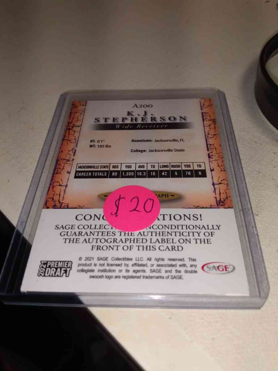 2021 premier draft kj Stepherson - Alicia, Arkansas - FleaMarketBay