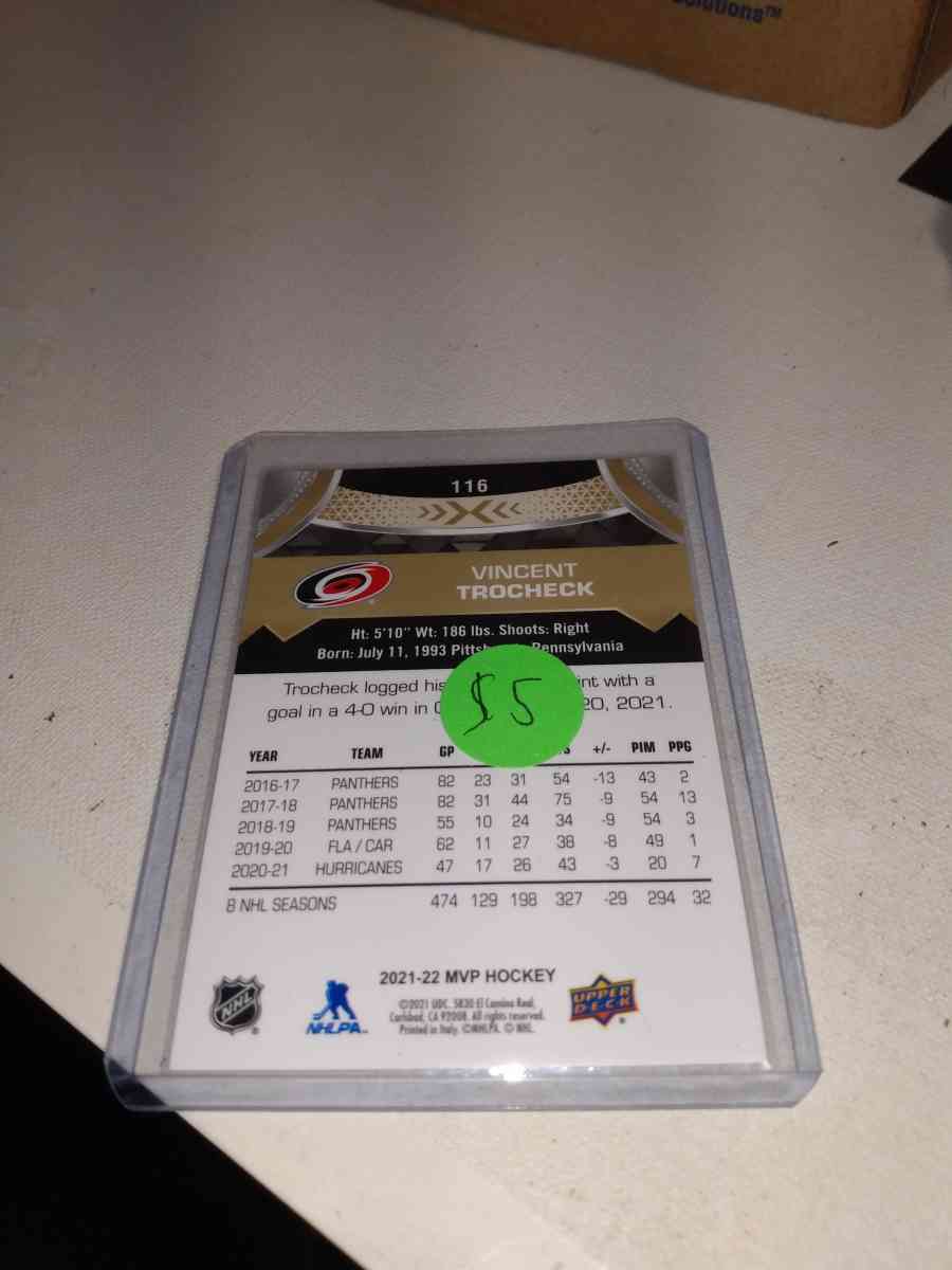 upper Deck MVP 2021 gold autograph Vincent trocheck - Alicia, Arkansas - FleaMarketBay
