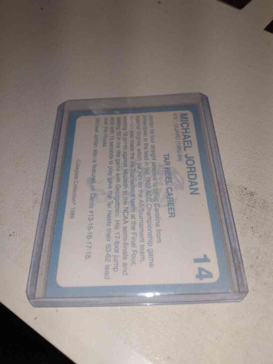 1989 collegiate collection card number 14 Michael Jordan - Alicia, Arkansas - FleaMarketBay