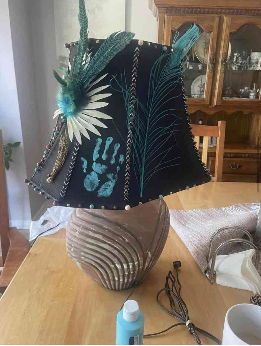 Upcycled Native American hand crafted and hand painted Lamp - Washington, Michigan - FleaMarketBay