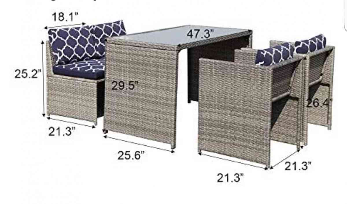 5pc outdoor patio dining set 4 chairs with 1 dining table - Stockton, California - FleaMarketBay