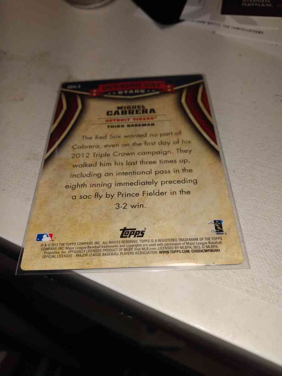 2013 hologram opening day tops Miguel Cabrera - Alicia, Arkansas - FleaMarketBay