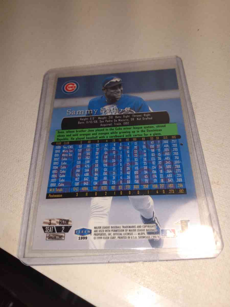 1998 flair showcase power Sammy Sosa - Alicia, Arkansas - FleaMarketBay
