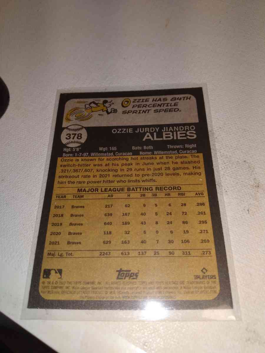 2022 Topps heritage Ozzy Albies - Alicia, Arkansas - FleaMarketBay