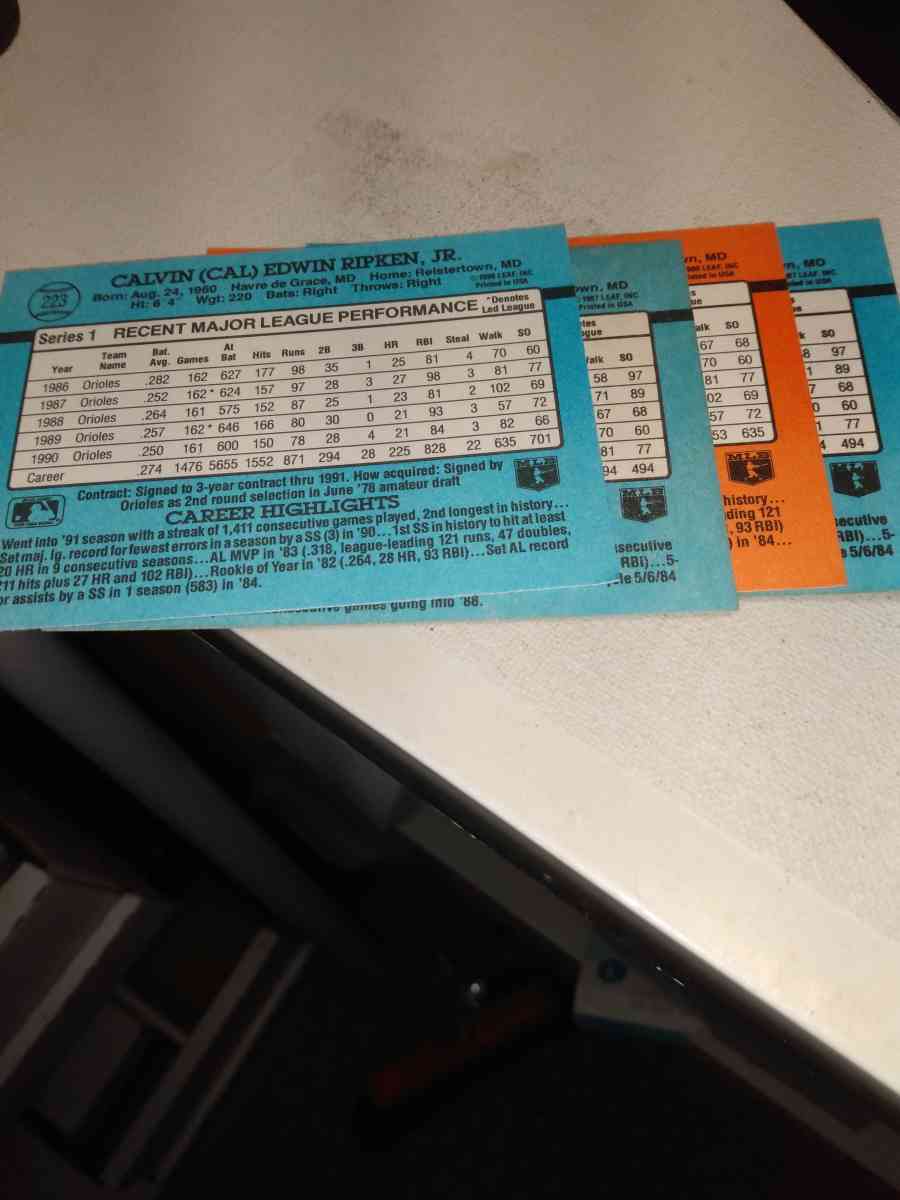 Donruss lot of four Cal ripken Jr era cards - Alicia, Arkansas - FleaMarketBay