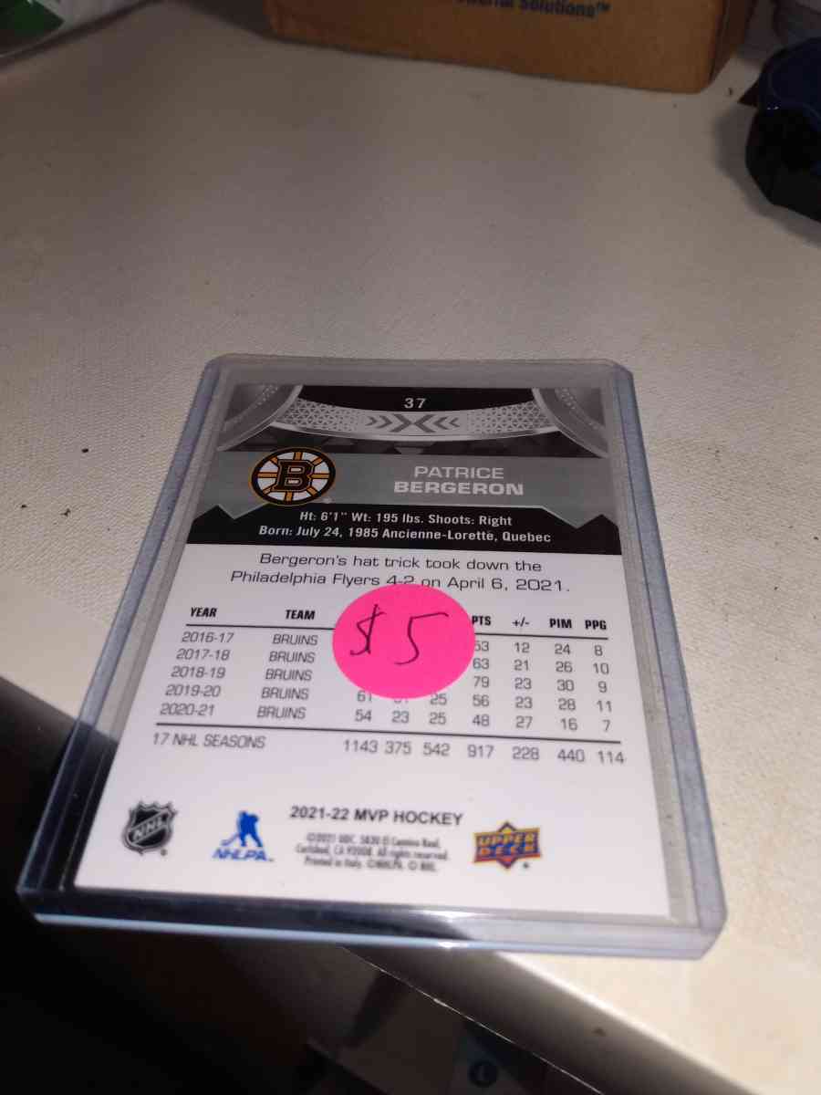 21 22 upper Deck MVP autograph Patrice bergeron - Alicia, Arkansas - FleaMarketBay
