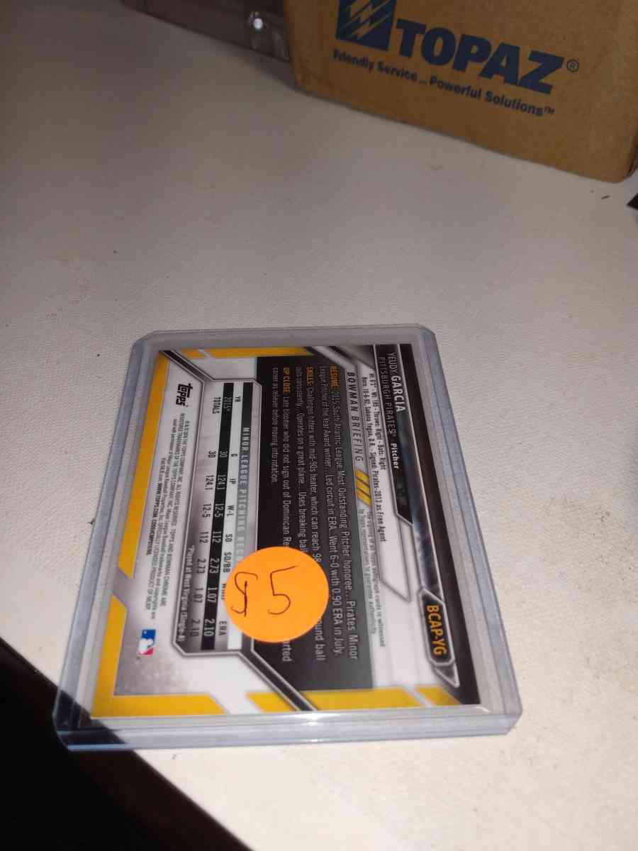 2016 Bowman Chrome first Yeudy Garcia autograph - Alicia, Arkansas - FleaMarketBay