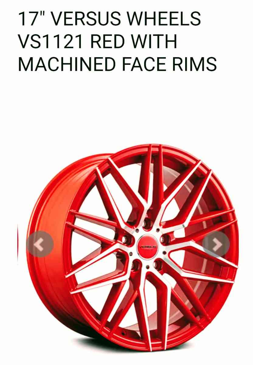 Set Of 17 Versus Wheels VS1121 Red With Machined Face Rims