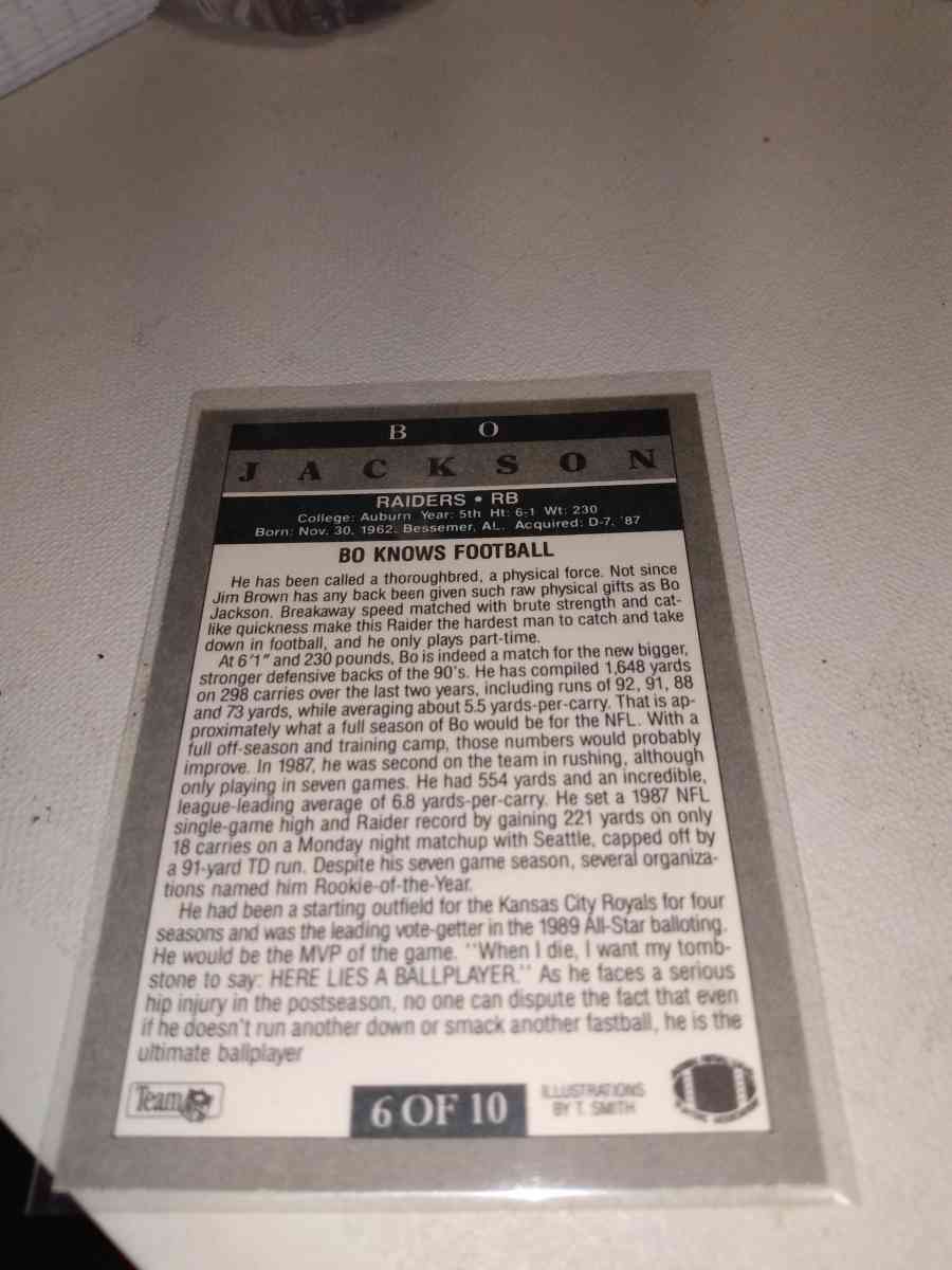 199 1 Fleer Bo Jackson - Alicia, Arkansas - FleaMarketBay