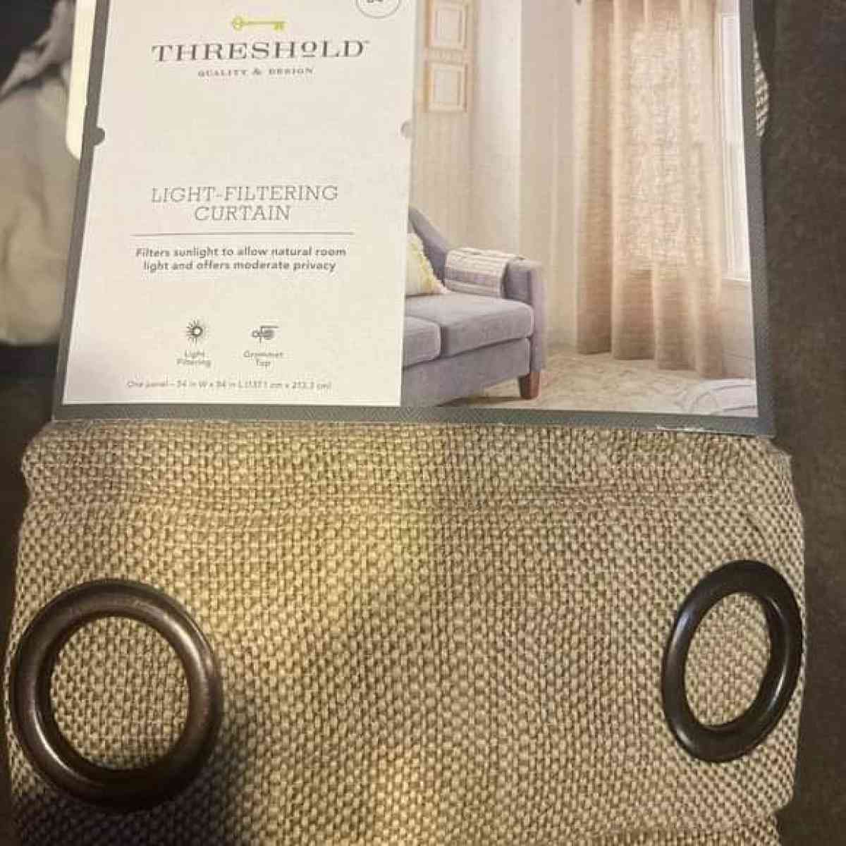 20 Threshold Brown Textured Weave Light Filtering Single Cur - Indianapolis, Indiana