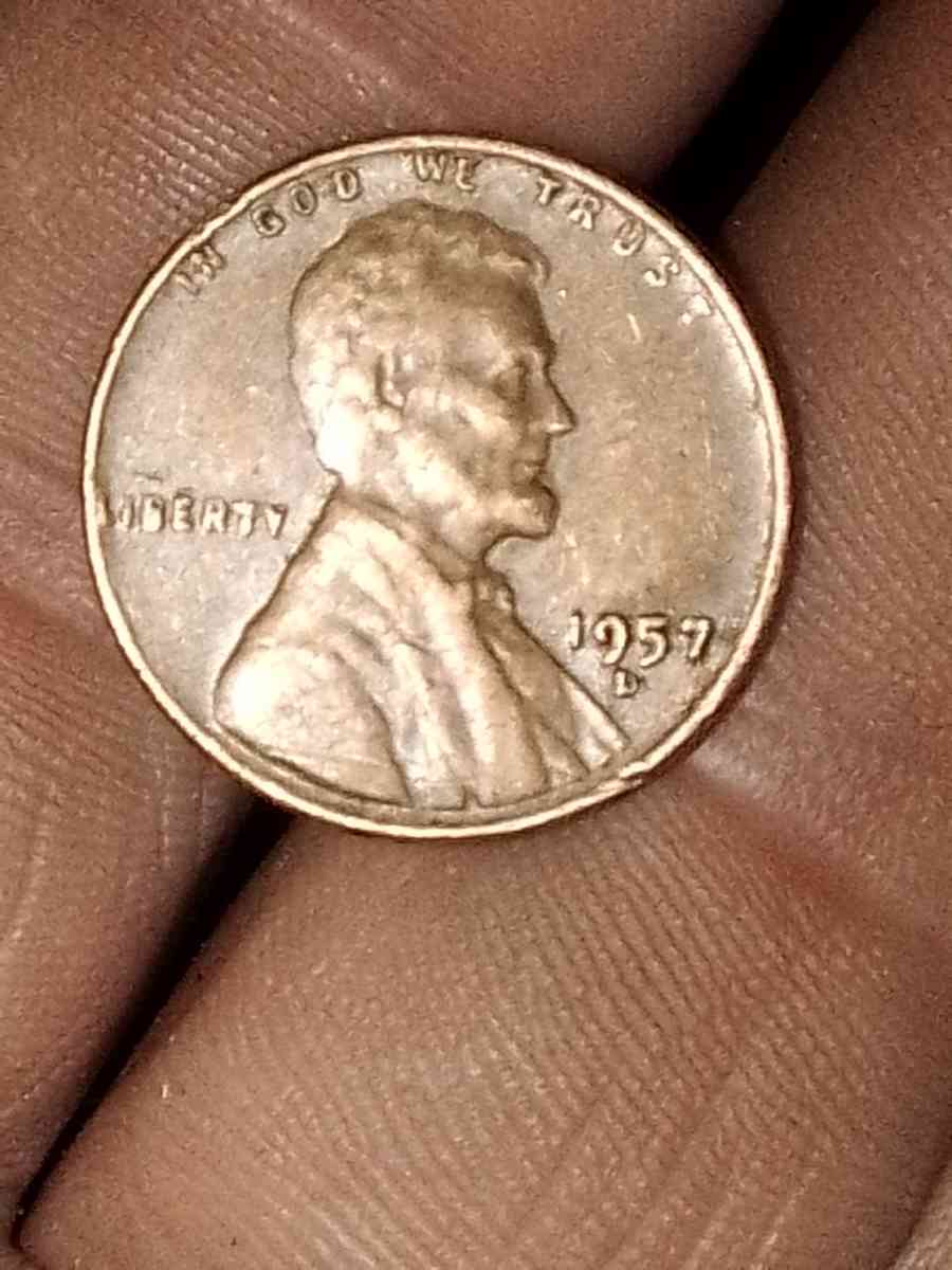 1957 d wheat penny with obverse error on the b on liberty - Salinas, California - FleaMarketBay