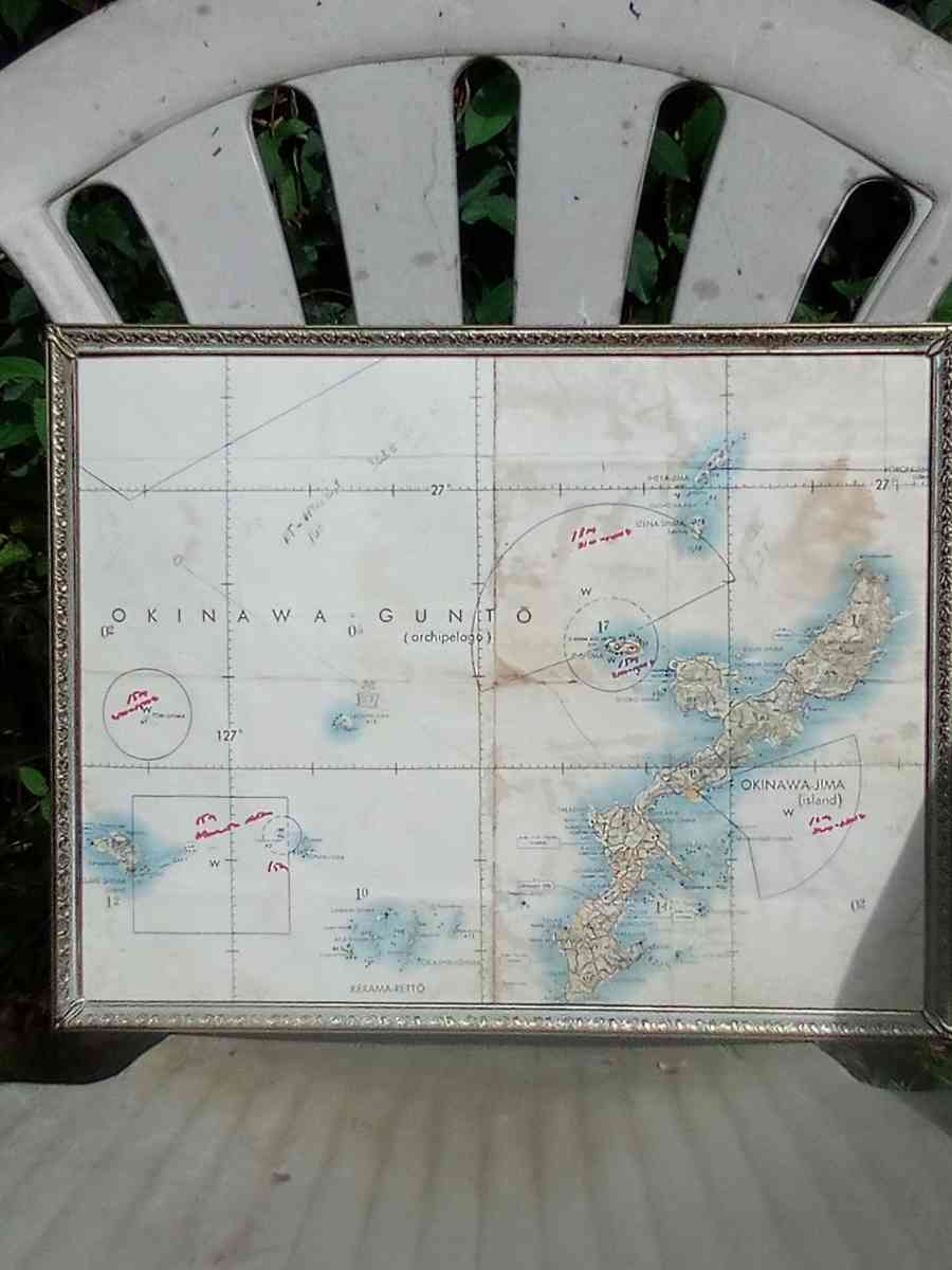 ww2aeronautical chart of okinawa used by a pilot - Bessemer, Alabama