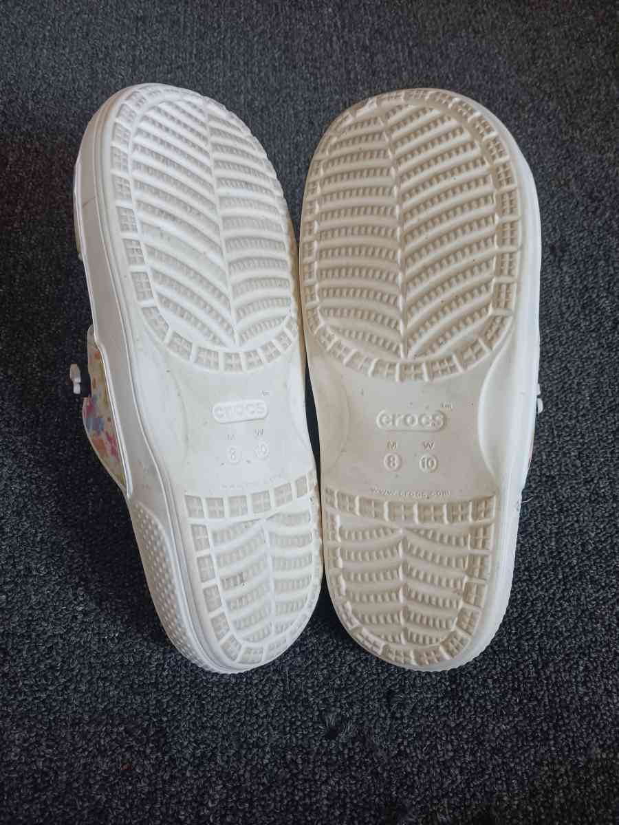 Crocs in White Splatter Paint Design - Arverne, New York - FleaMarketBay