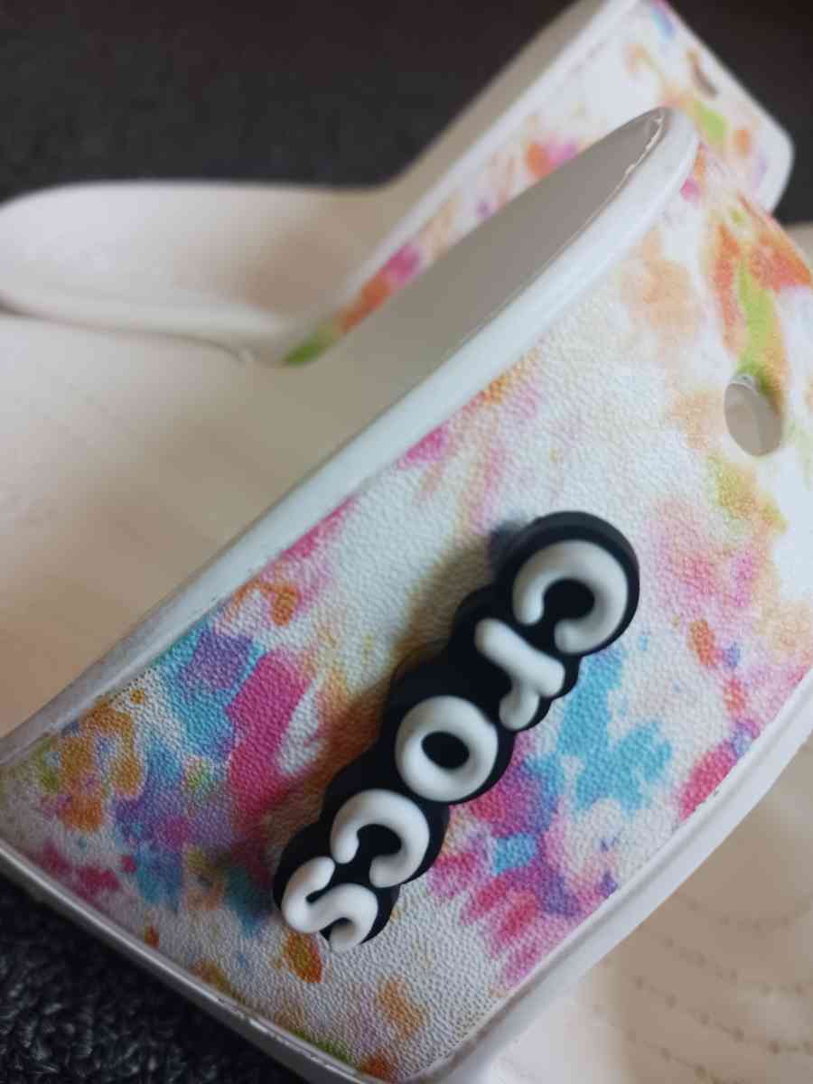 Crocs in White Splatter Paint Design - Arverne, New York - FleaMarketBay