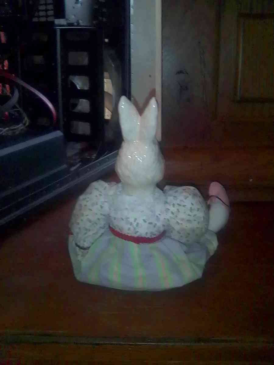 vintage ceramic and cloth bunny - Cape Girardeau, Missouri - FleaMarketBay