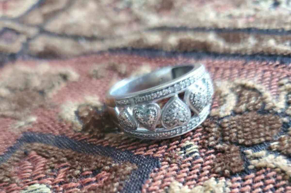 Sterling Silver And White Diamond Ring - Cross Hill, South Carolina - FleaMarketBay