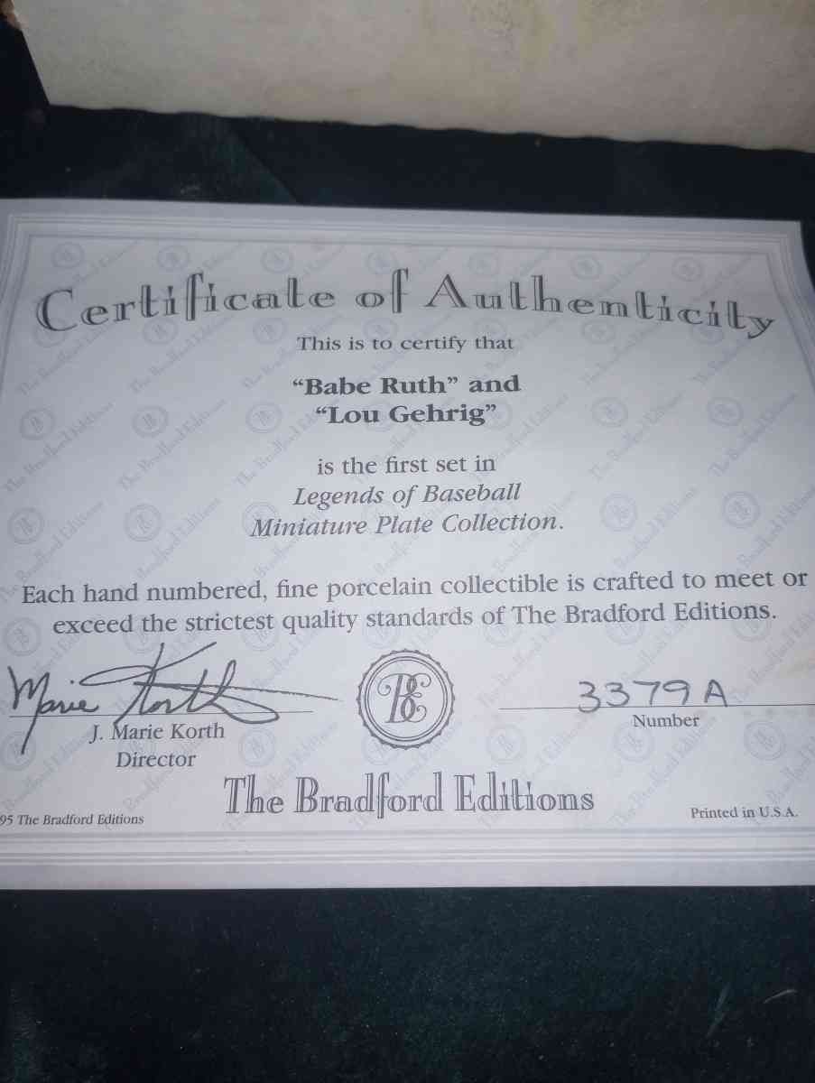 babe Ruth and Lou Gehrig plates - Windsor Mill, Maryland - FleaMarketBay