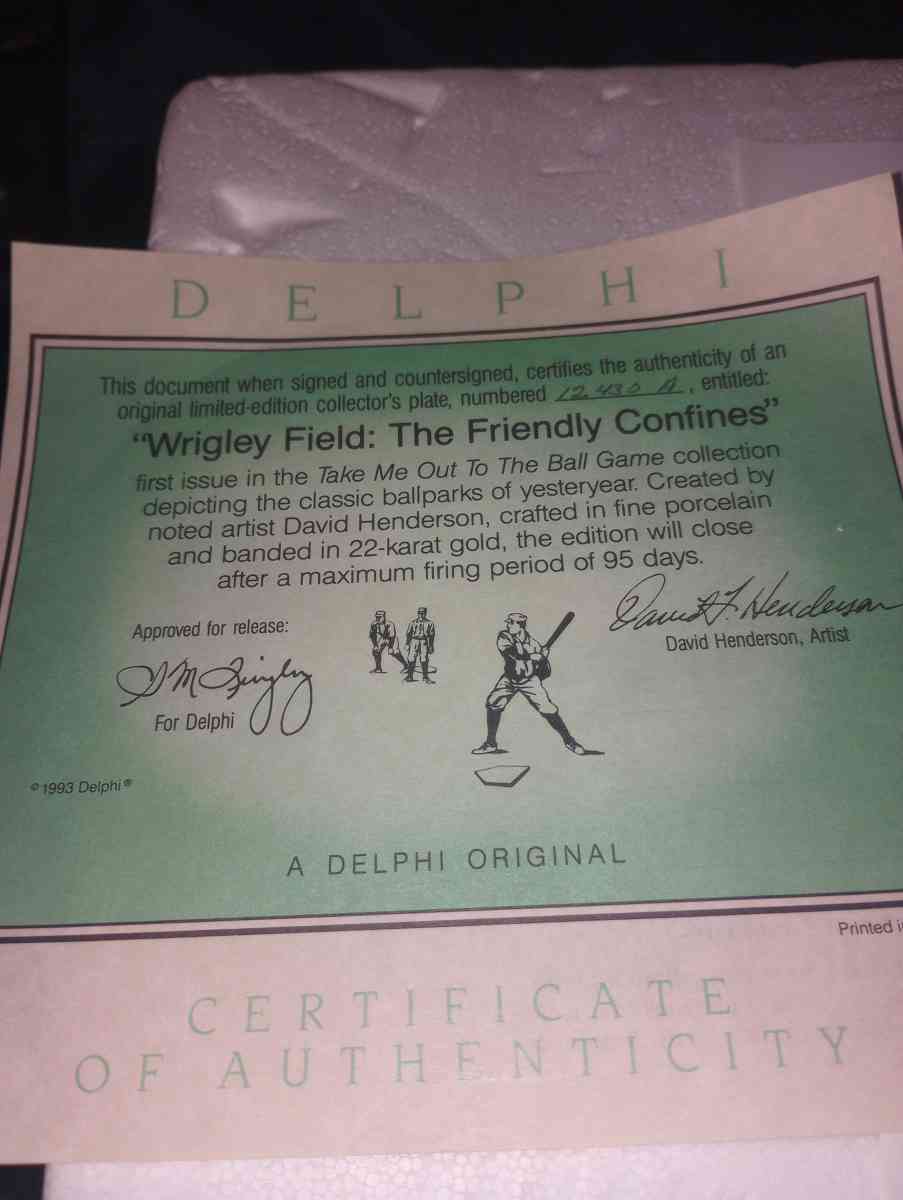 Wrigley field collectors plate 1993 - Windsor Mill, Maryland - FleaMarketBay