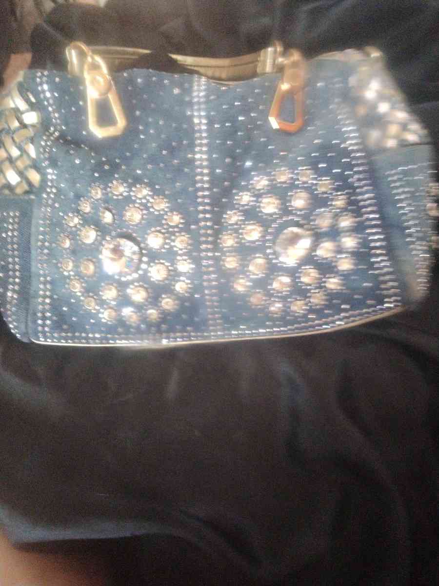 blue jean bejeweled womans hat and purse - Webb City, Missouri - FleaMarketBay