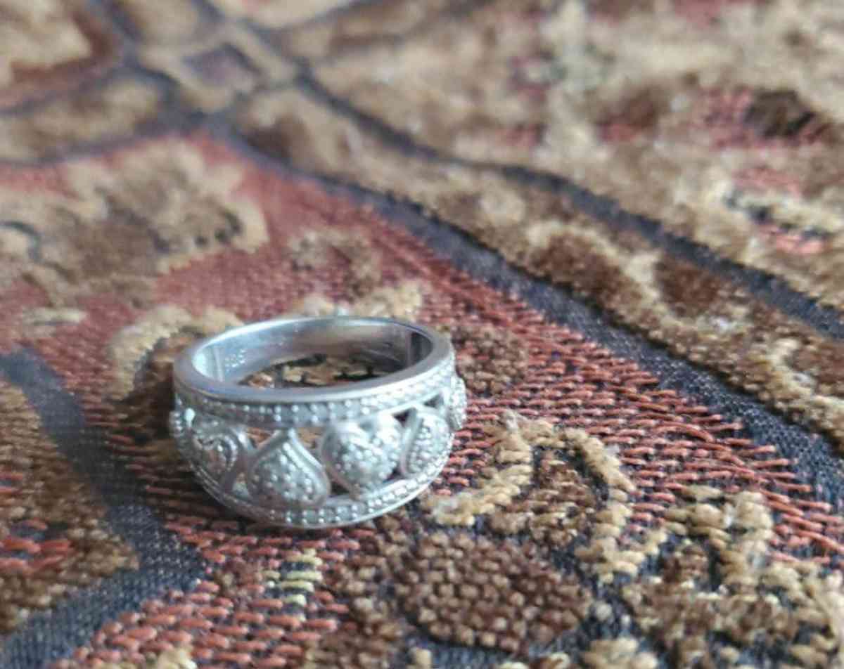 Sterling Silver And White Diamond Ring - Cross Hill, South Carolina - FleaMarketBay