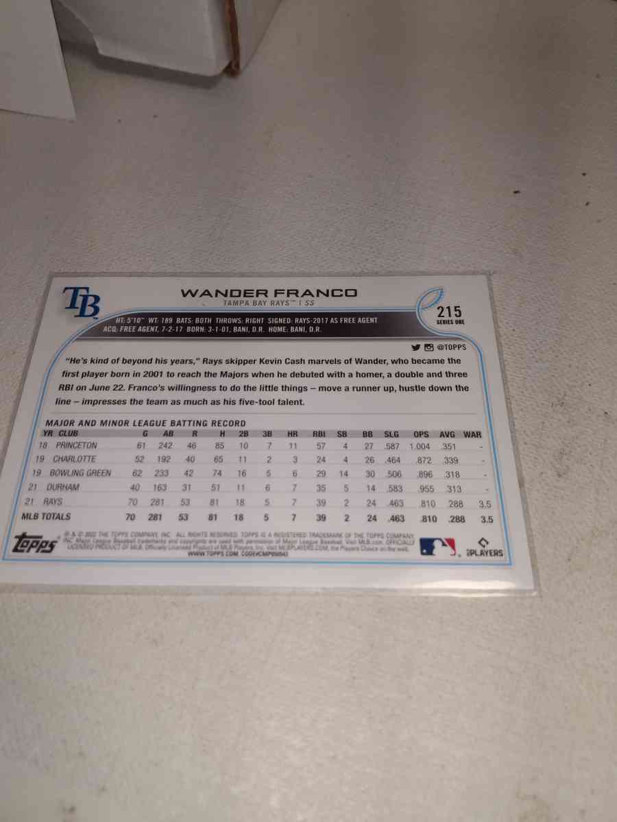 Topps 2022 rookie Gold cup winner Wanda Franco - Alicia, Arkansas - FleaMarketBay