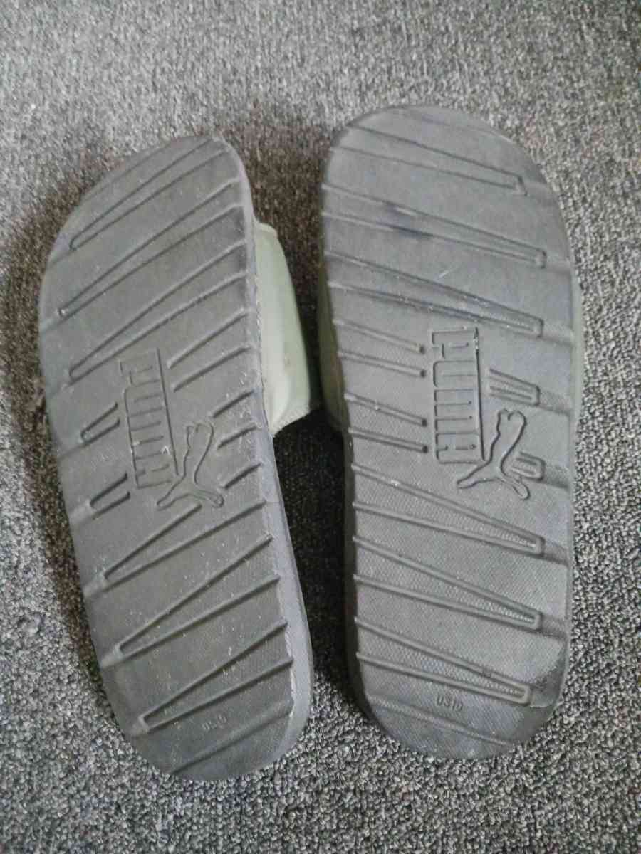 Forest Green and Black Puma Slides - Arverne, New York - FleaMarketBay