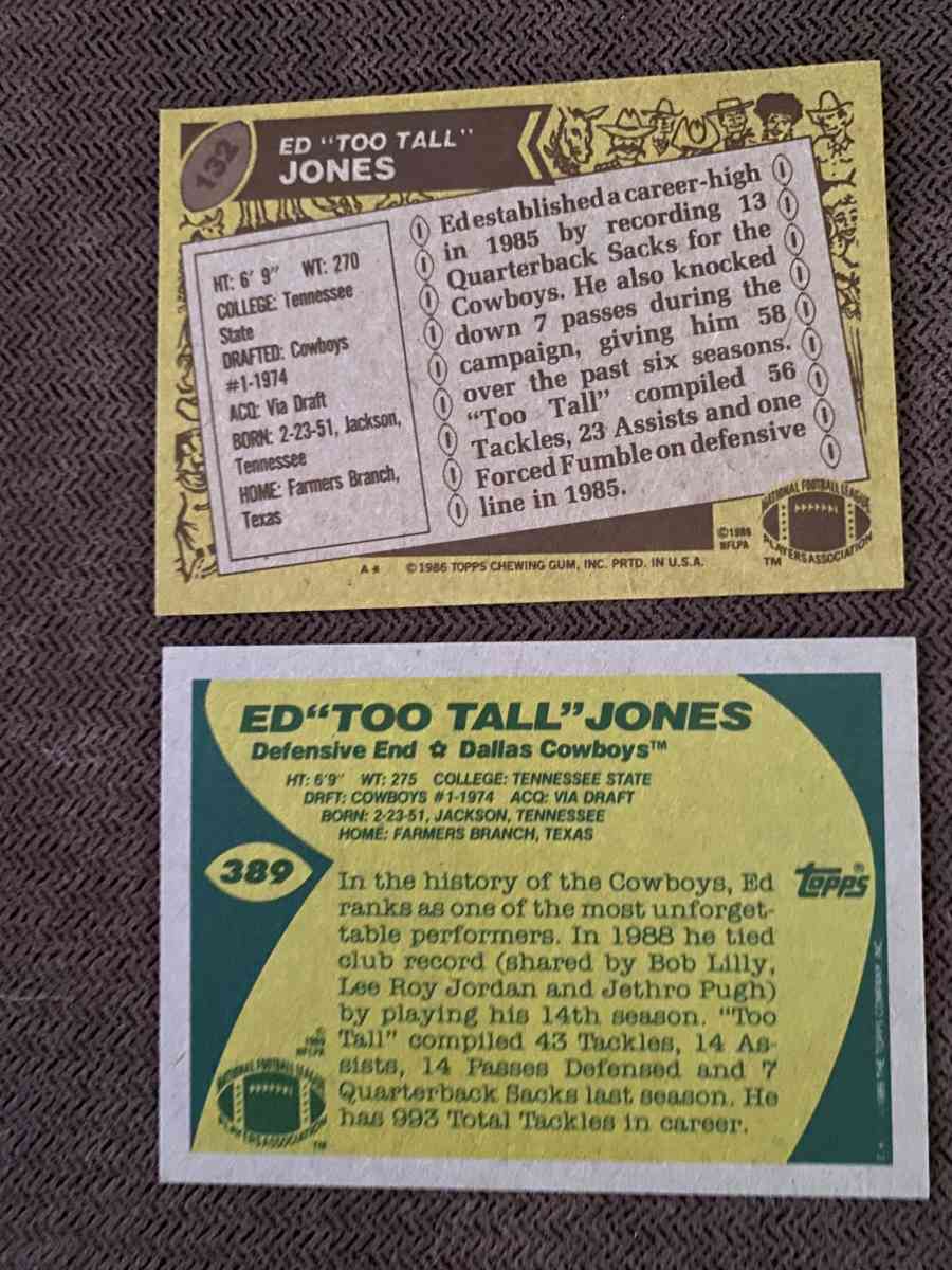 Ed too tall jones football cards 2 cards total - Roy, Utah - FleaMarketBay