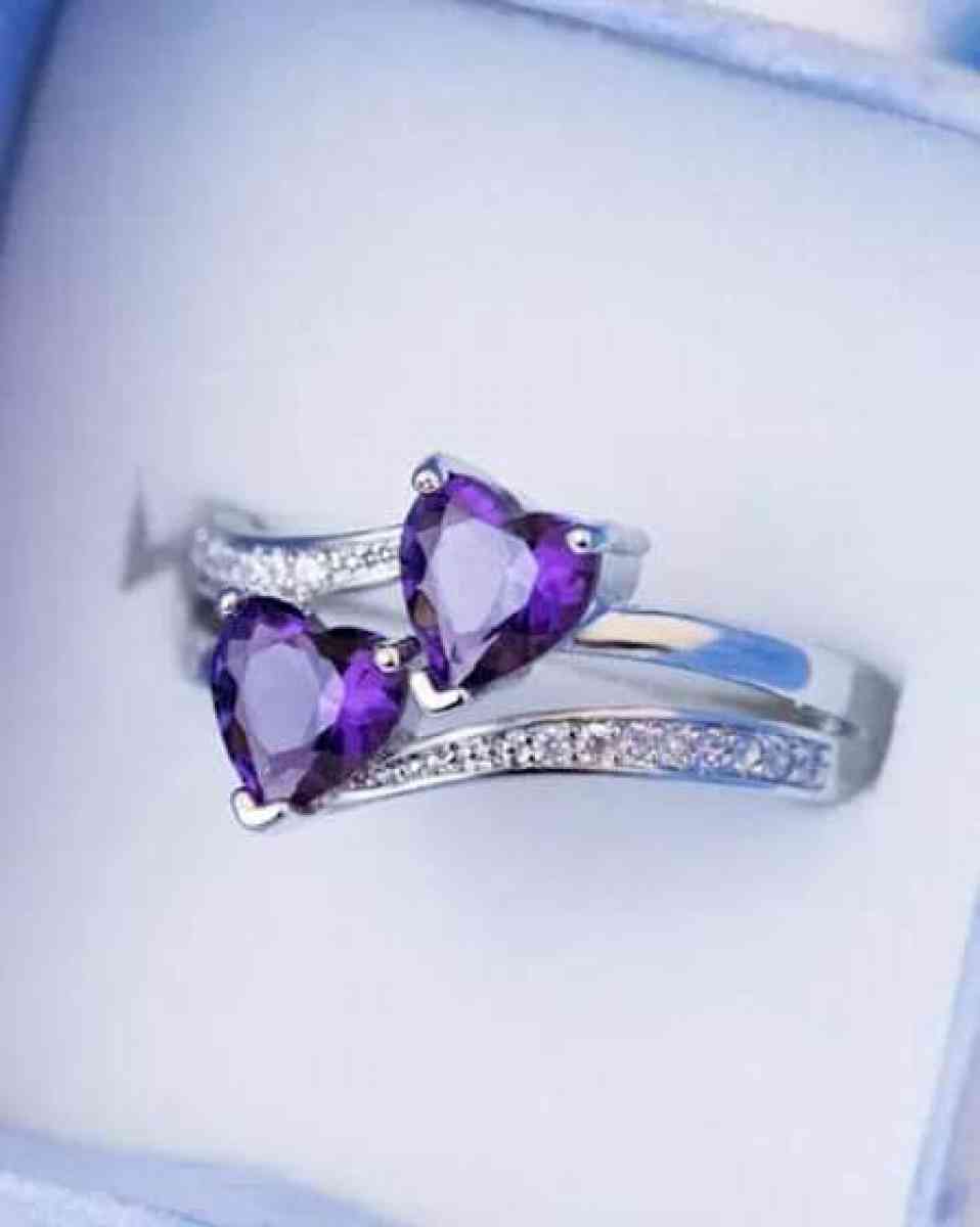 Glamorous Royal Purple Cubic Zirconia Heart Decor Ring Size - Indianapolis, Indiana