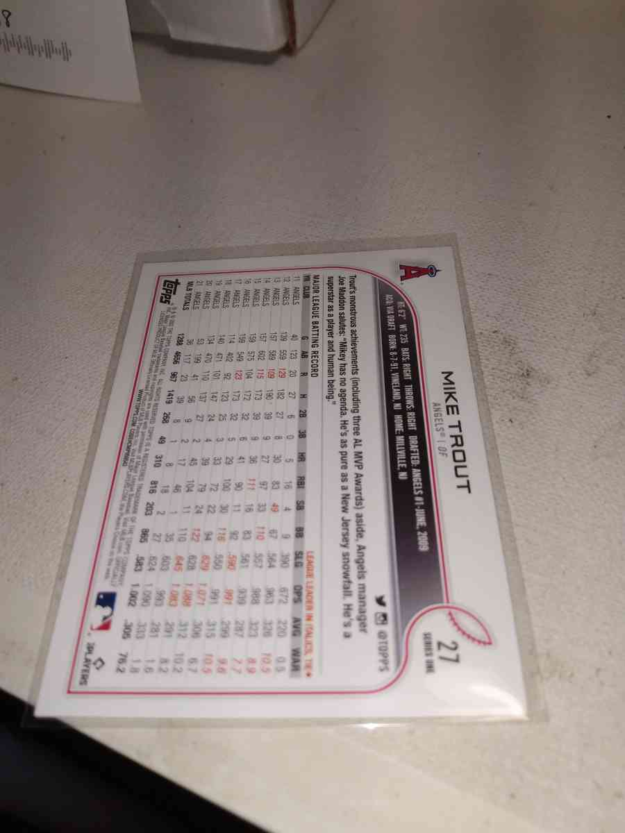 2012 Topps card number 27 Mike trout - Alicia, Arkansas - FleaMarketBay