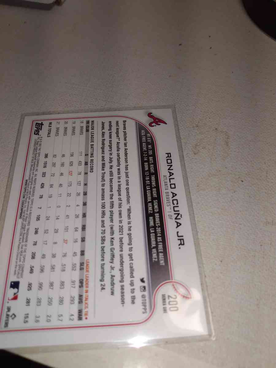 2022 Topps Ronald acuna Jr - Alicia, Arkansas - FleaMarketBay