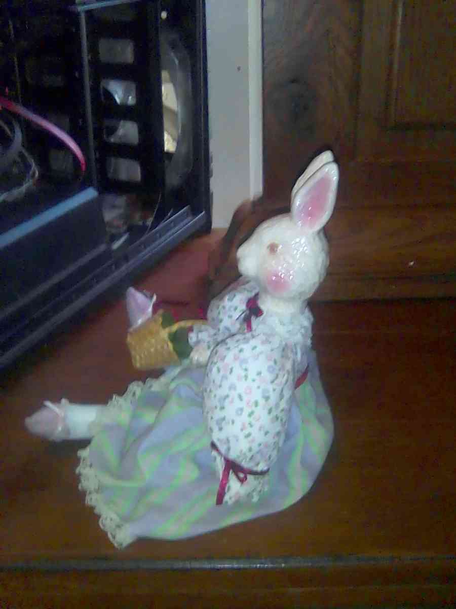 vintage ceramic and cloth bunny - Cape Girardeau, Missouri - FleaMarketBay