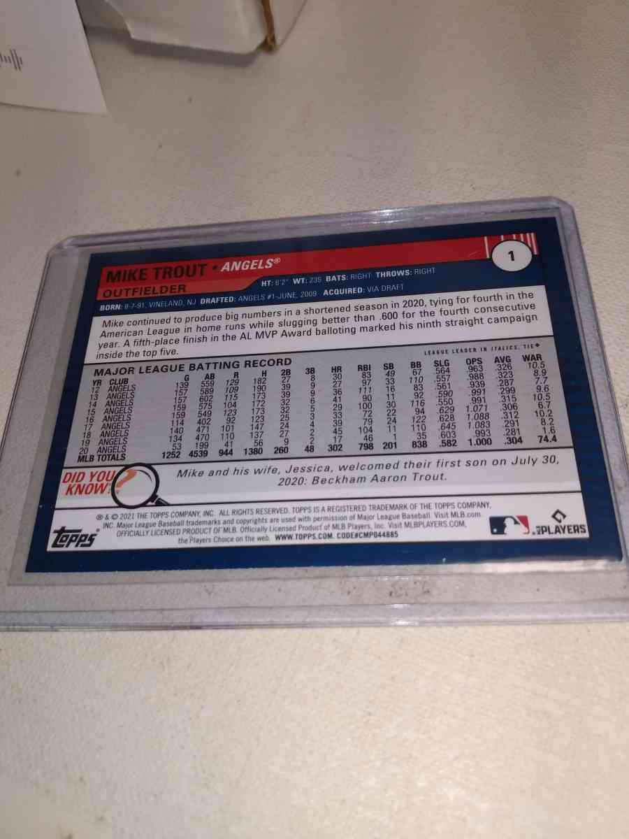 2021 Topps Big League rare card Michael trout - Alicia, Arkansas - FleaMarketBay