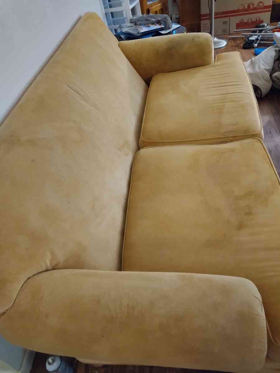 used yellow leather couch