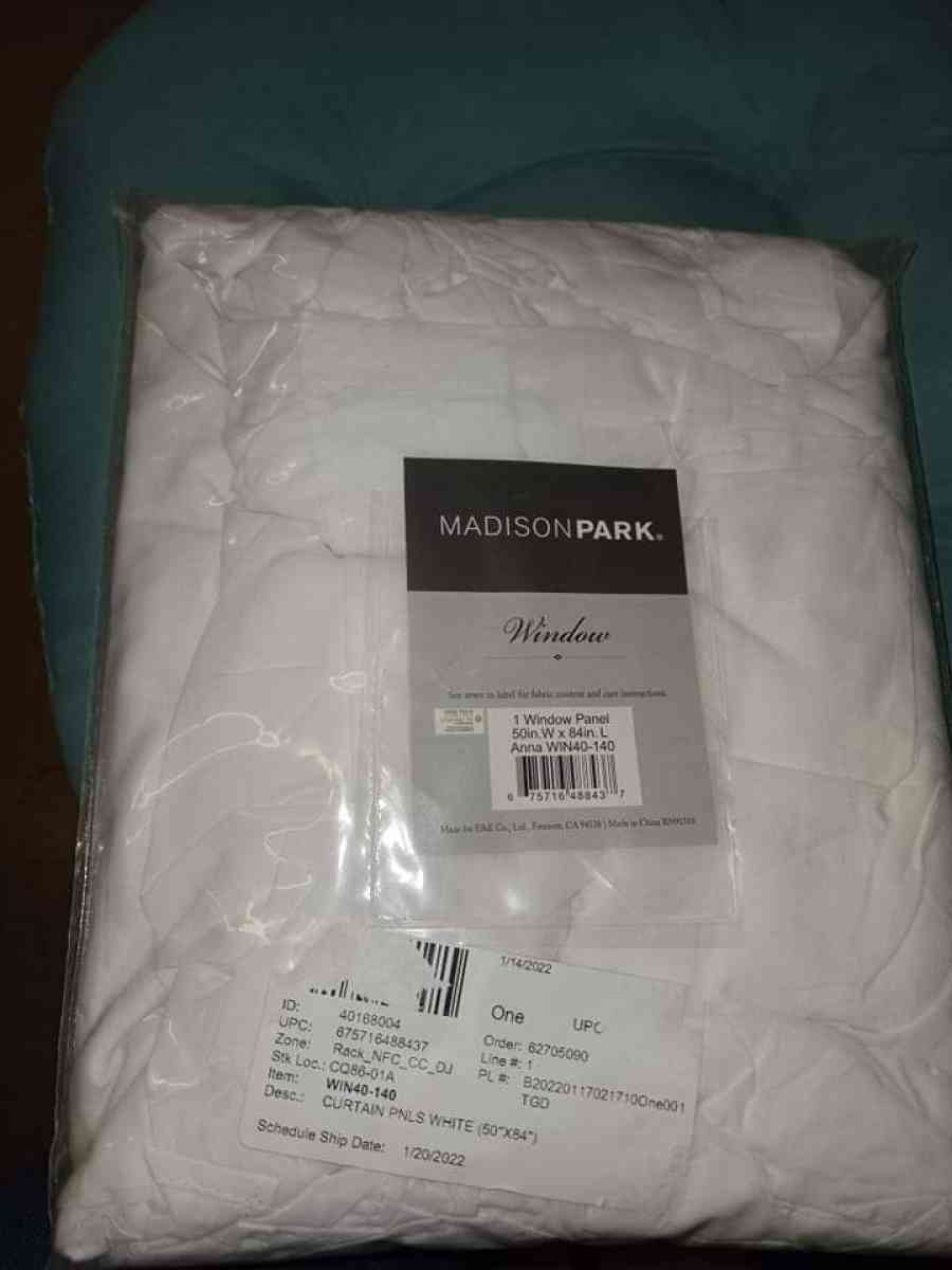 15  White  Madison Park Window  Panel 50in W x 84in L New - Indianapolis, Indiana