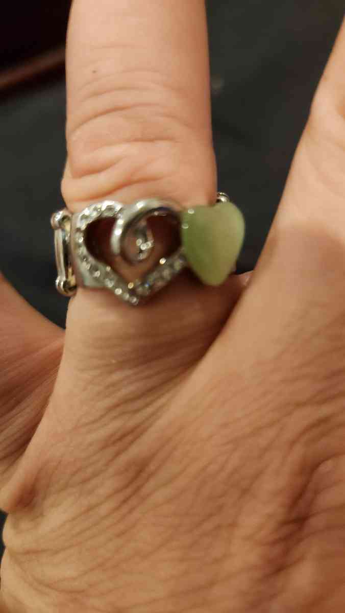 adjustible Jade and faux diamonds ring - Hawley, Pennsylvania - FleaMarketBay