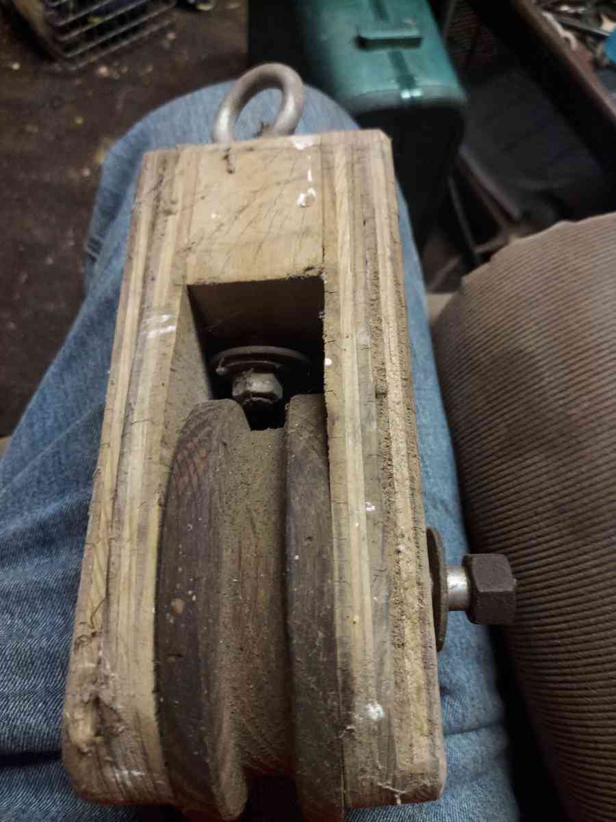 antique wooden boat pulley - Frankfort, Indiana