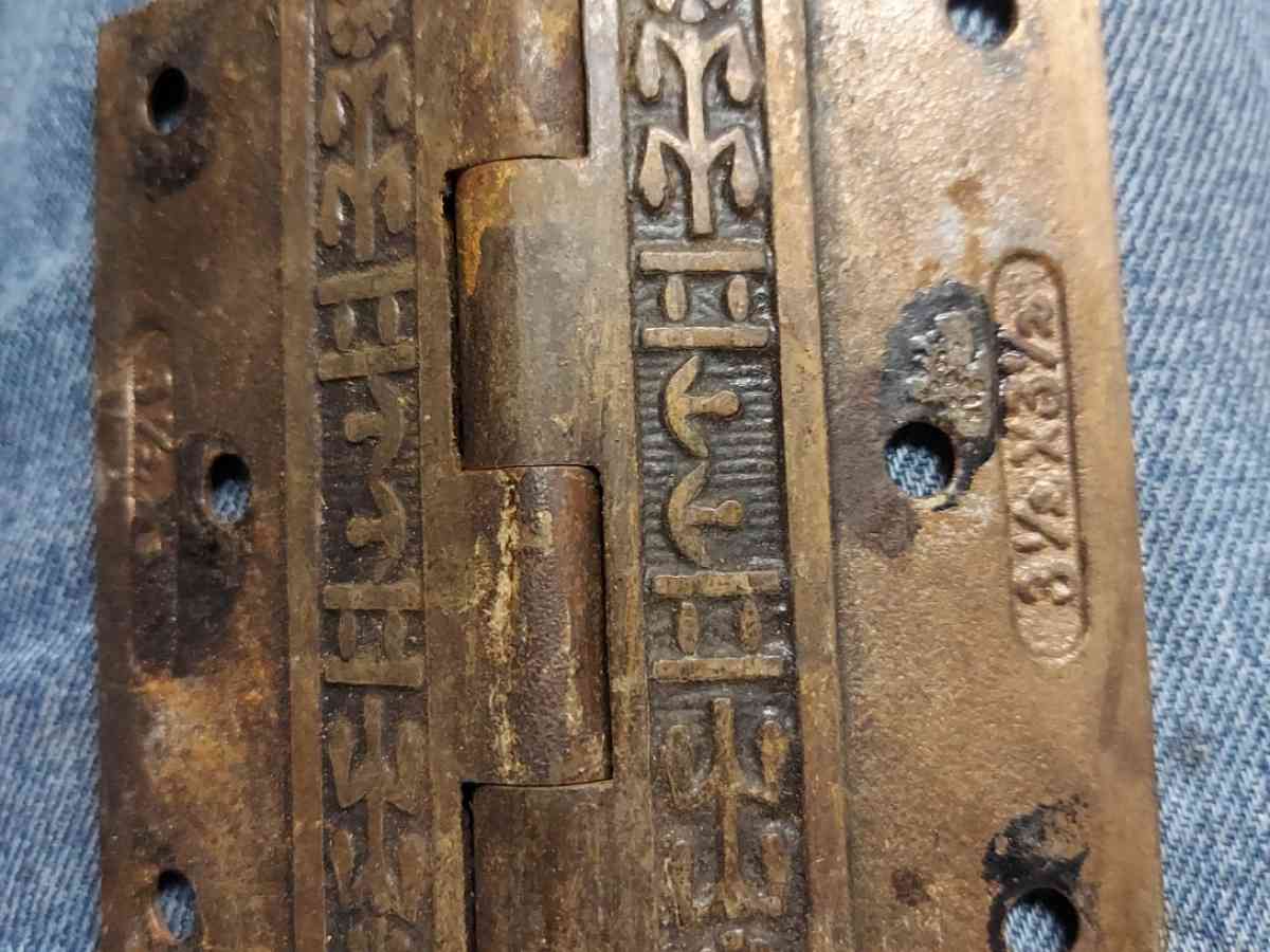 antique brass hinges with tribal pattern - Frankfort, Indiana