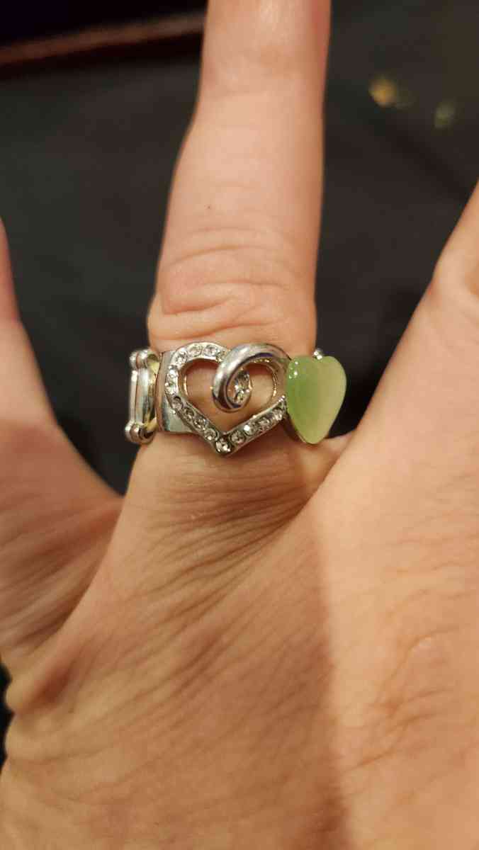 adjustible Jade and faux diamonds ring - Hawley, Pennsylvania