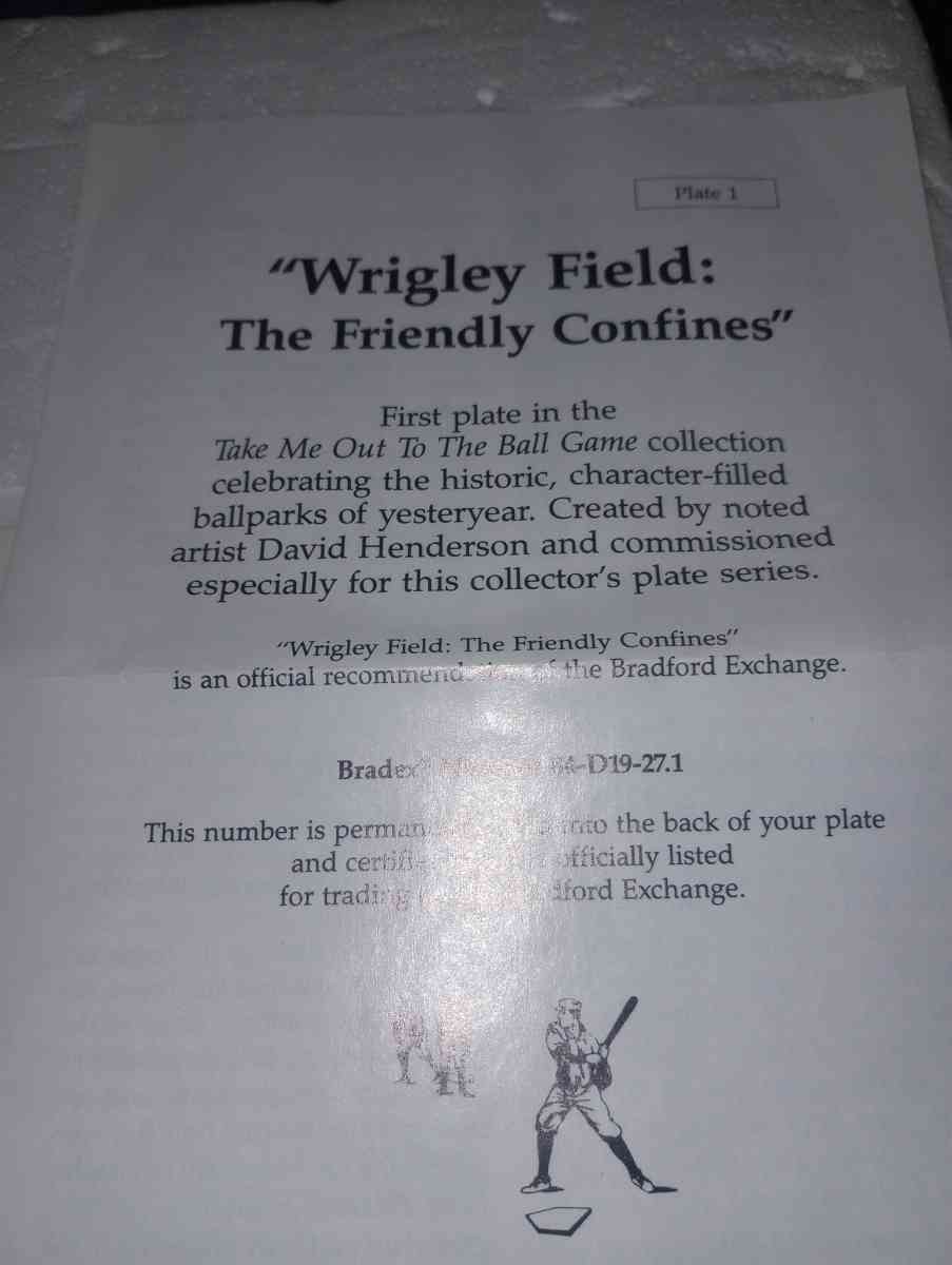 Wrigley field collectors plate 1993 - Windsor Mill, Maryland - FleaMarketBay