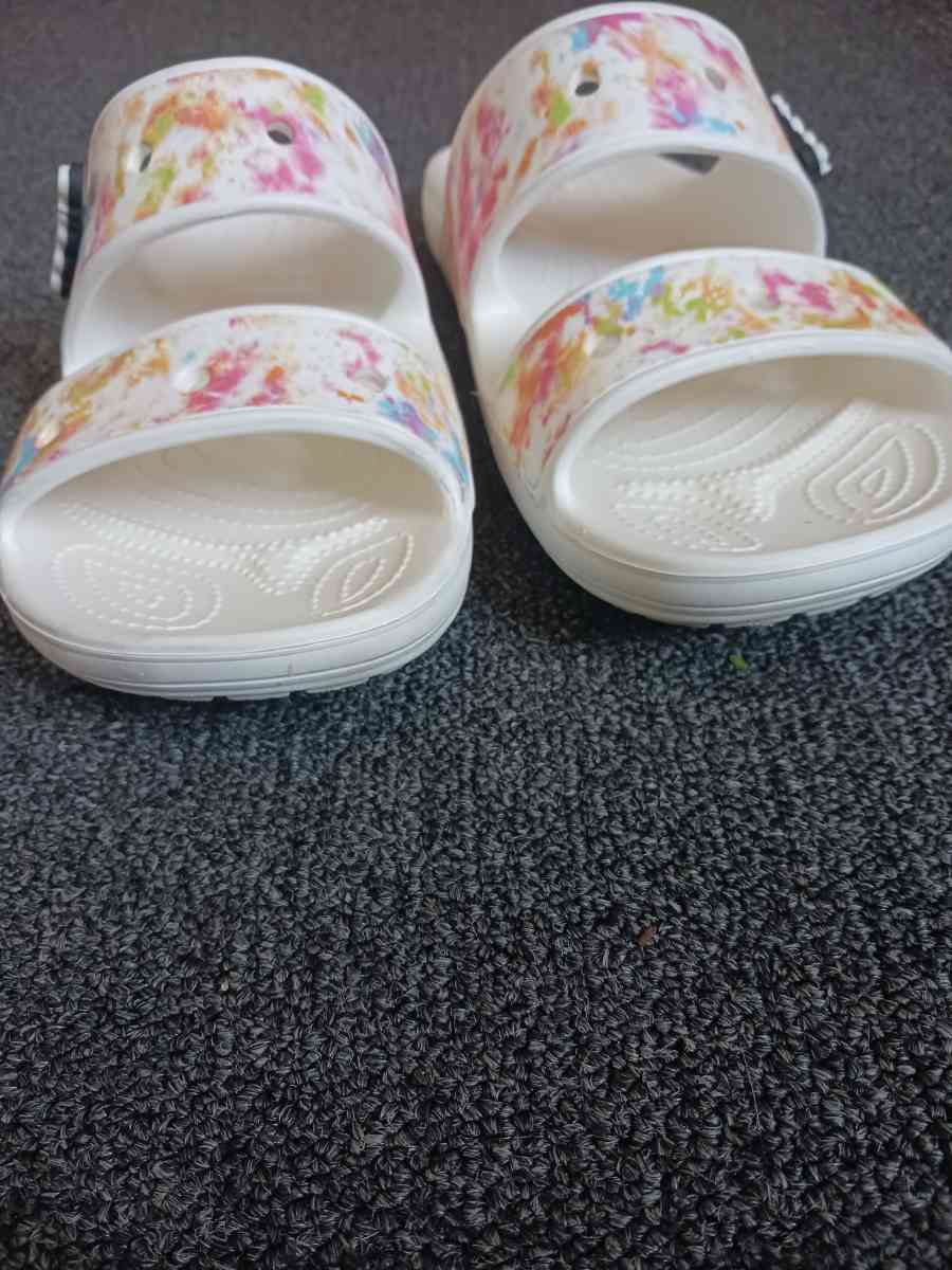 Crocs in White Splatter Paint Design - Arverne, New York - FleaMarketBay