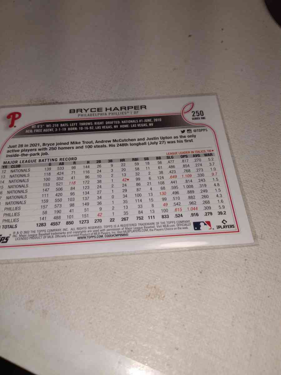 2022 Topps Bryce Harper - Alicia, Arkansas