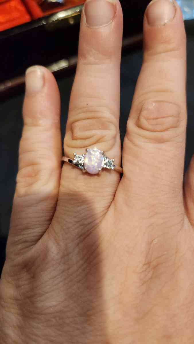 Pink Opal Engagement Ring with Diamonds - Hawley, Pennsylvania