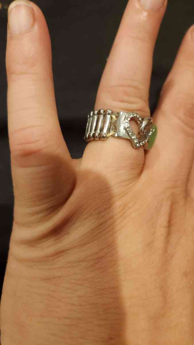 adjustible Jade and faux diamonds ring - Hawley, Pennsylvania - FleaMarketBay