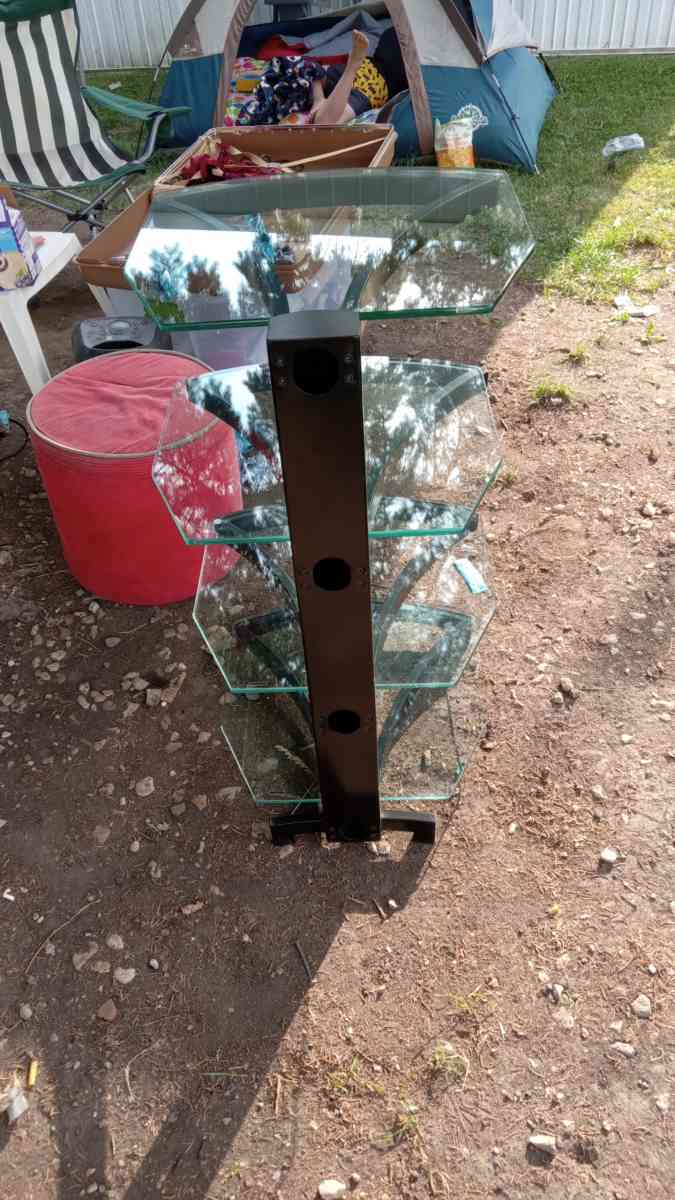 4 Floating Glass Shelves TV Console - Manteno, Illinois - FleaMarketBay