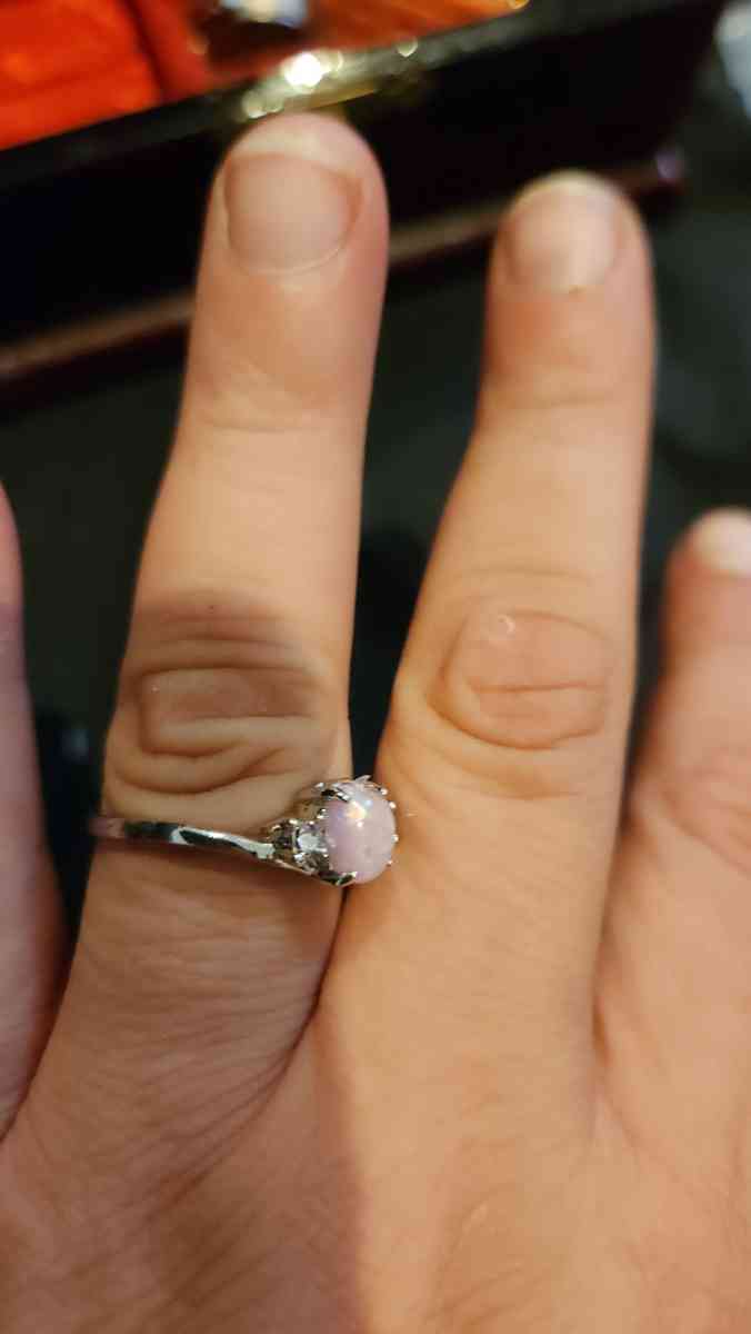 Pink Opal Engagement Ring with Diamonds - Hawley, Pennsylvania - FleaMarketBay